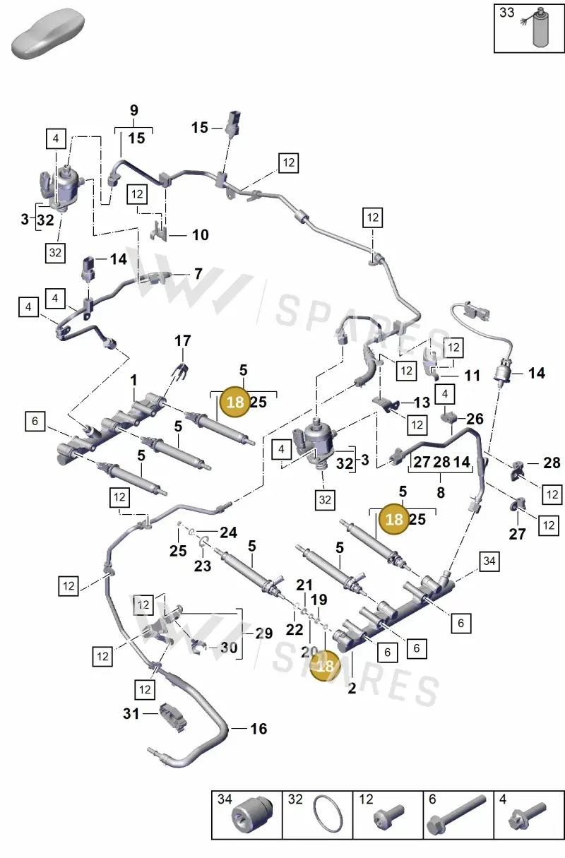0PB127219 — Porsche Boxster Spyder (2019-2020) diagram p55107000, position 18