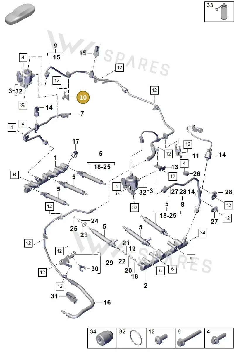 0PB127233 — Porsche Boxster Spyder (2019-2020) diagram p55107000, position 10