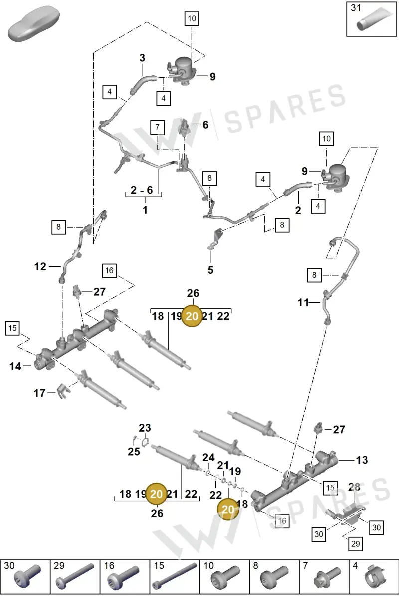 0PB127291A — Porsche 911 (2024-2025) diagram p63107050, position 20