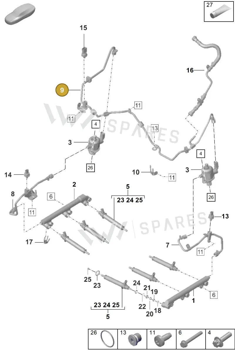 0PB127503B — Porsche 911 (2020-2022) diagram p53107000, position 9