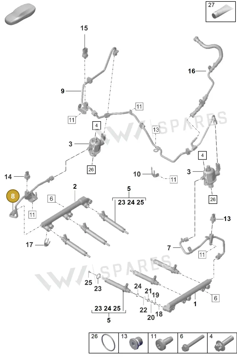 0PB127509H — Porsche 911 (2020-2022) diagram p53107000, position 8