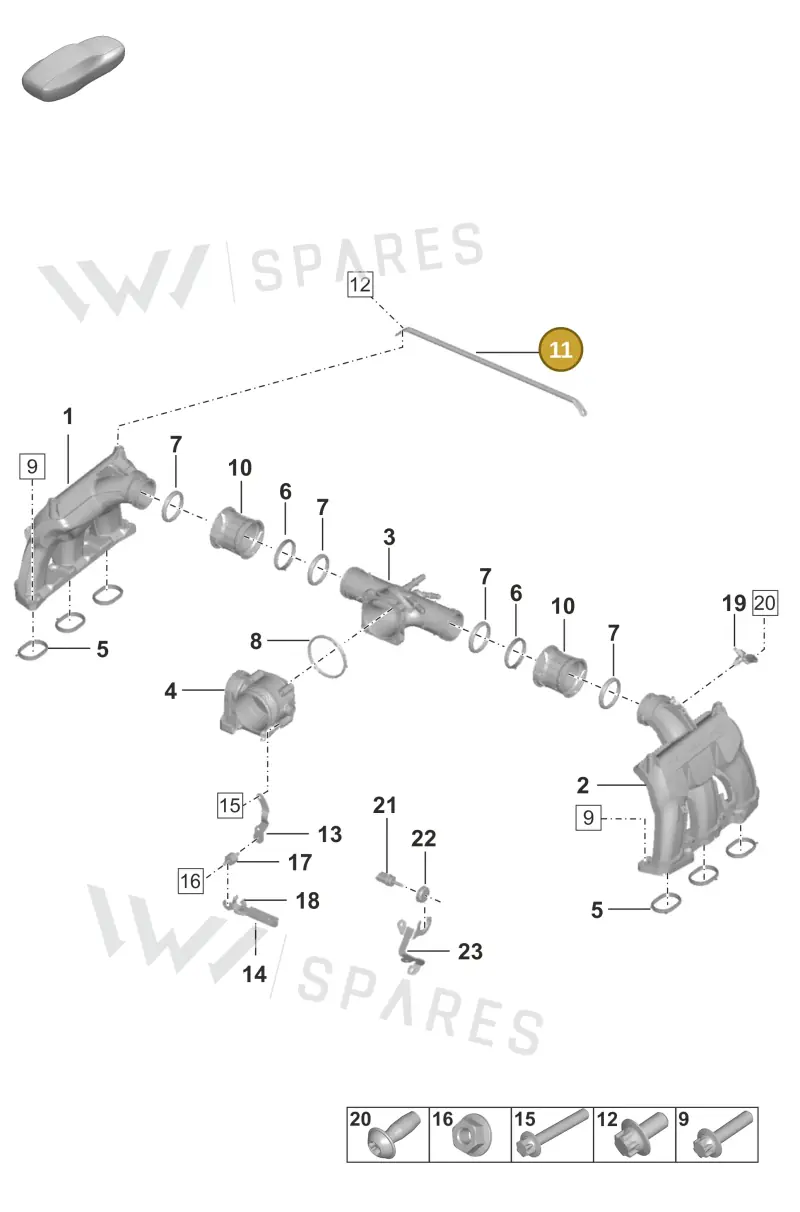 0PB129077 — Porsche 992 Carrera 4 GTS (2018-2024) diagram p53107100, position 11