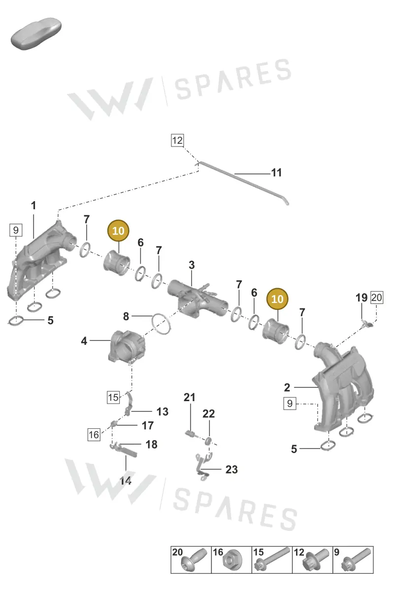 0PB129266 — Porsche 992 Carrera 4 GTS (2018-2024) diagram p53107100, position 10