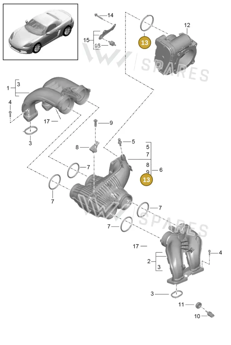 0PB129646B — Porsche Boxster (2016-2019) diagram p48107010, position 13