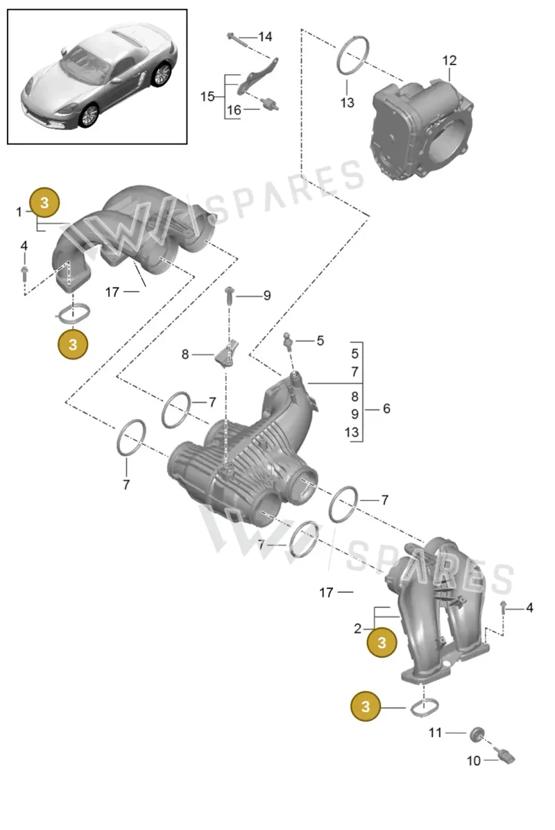 0PB129646D — Porsche Boxster (2016-2019) diagram p48107010, position 3