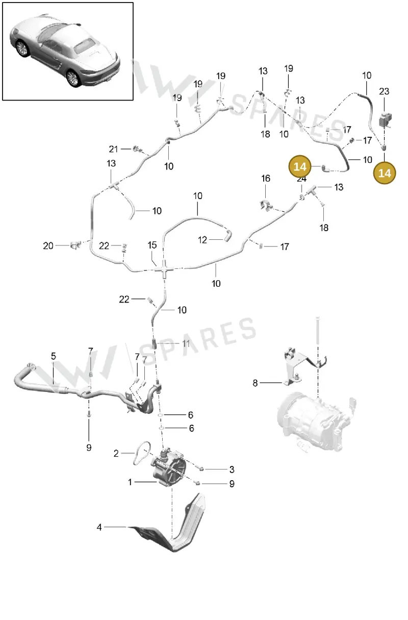 0PB129773A — Porsche Boxster (2016-2019) diagram p48107015, position 14