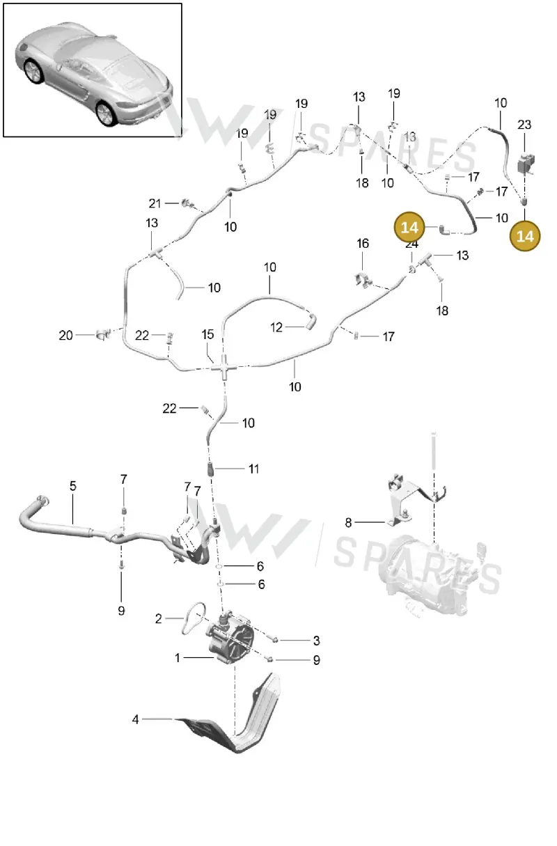 0PB129773A — Porsche Cayman (2016-2019) diagram p50107015, position 14