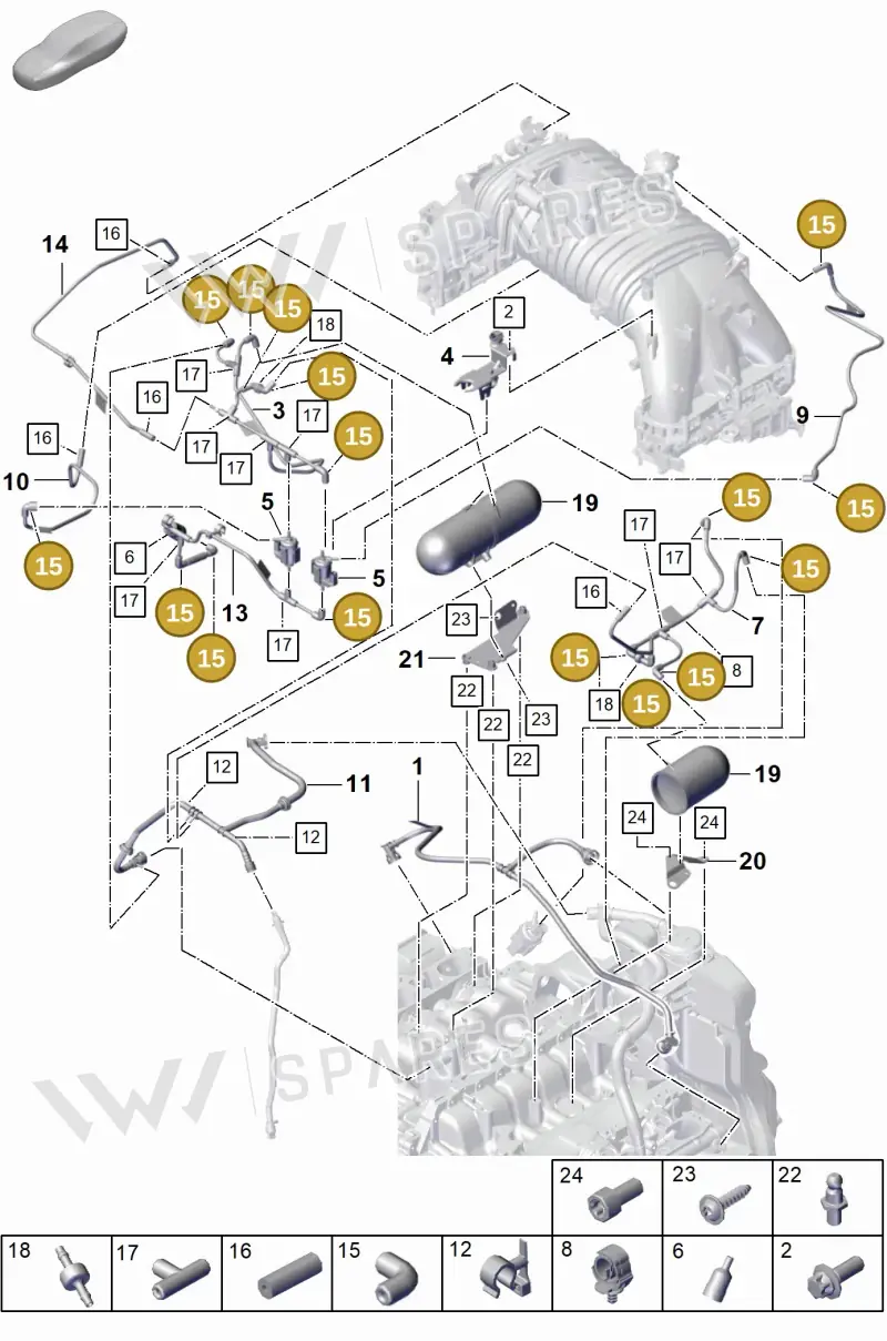0PB129773A — Porsche Boxster Spyder (2019-2020) diagram p55107405, position 15