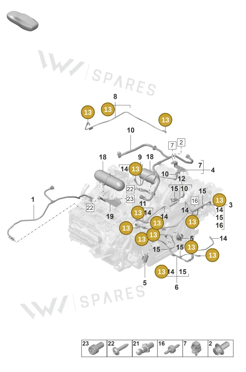 0PB129773A — Porsche 911 (2021-2022) diagram p59107400, position 13