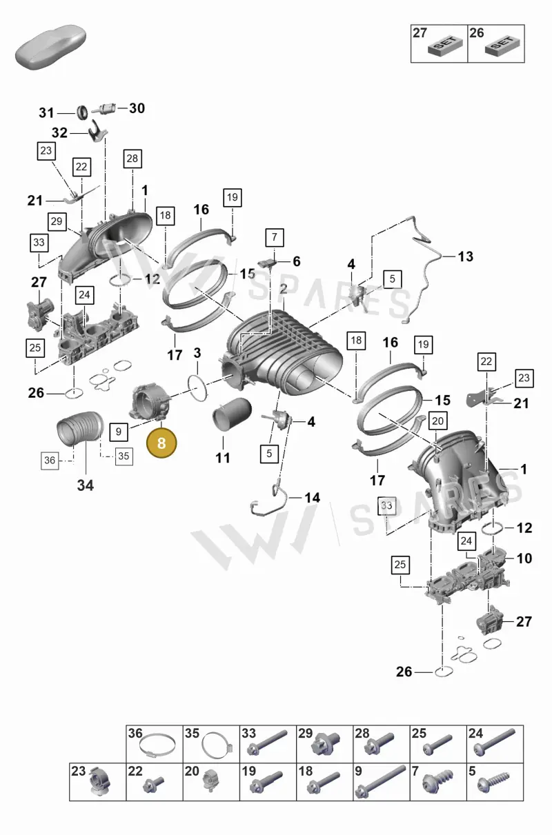 0PB133062D — Porsche 911 (2021-2022) diagram p59107100, position 8