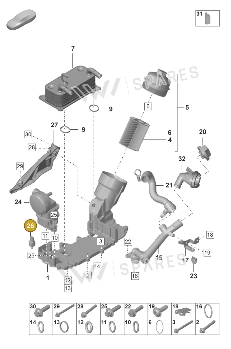 0PB906054 — Porsche 992 Carrera 4 GTS (2018-2024) diagram p53104100, position 26