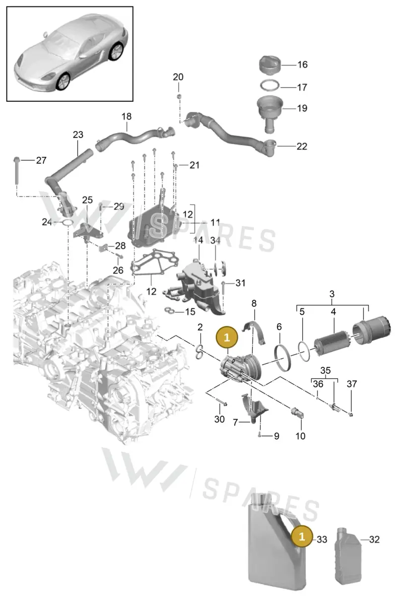 0PC115408 — Porsche Cayman (2016-2019) diagram p50104005, position 1