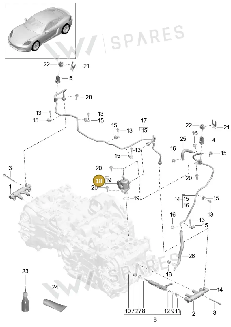 0PC127025 — Porsche Cayman (2016-2019) diagram p50107005, position 18