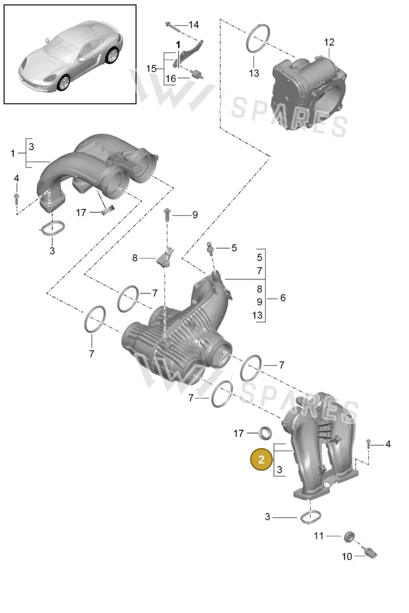 0PC129712B — Porsche Cayman (2016-2019) diagram p50107010, position 2