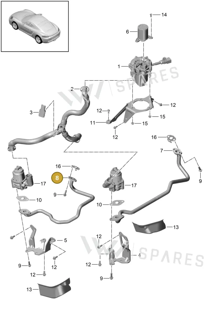 0PC131582A — Porsche Cayman (2016-) diagram p50108000, position 8