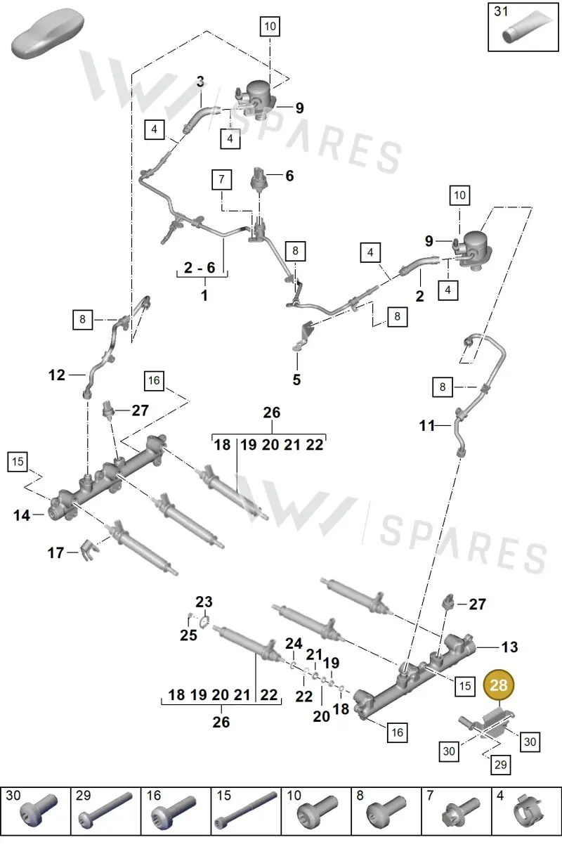 0PD103723 — Porsche 911 (2024-2025) diagram p63107050, position 28