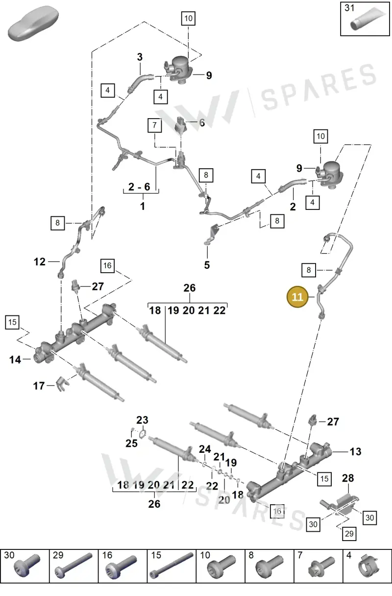 0PD127501 — Porsche 911 (2024-2025) diagram p63107050, position 11