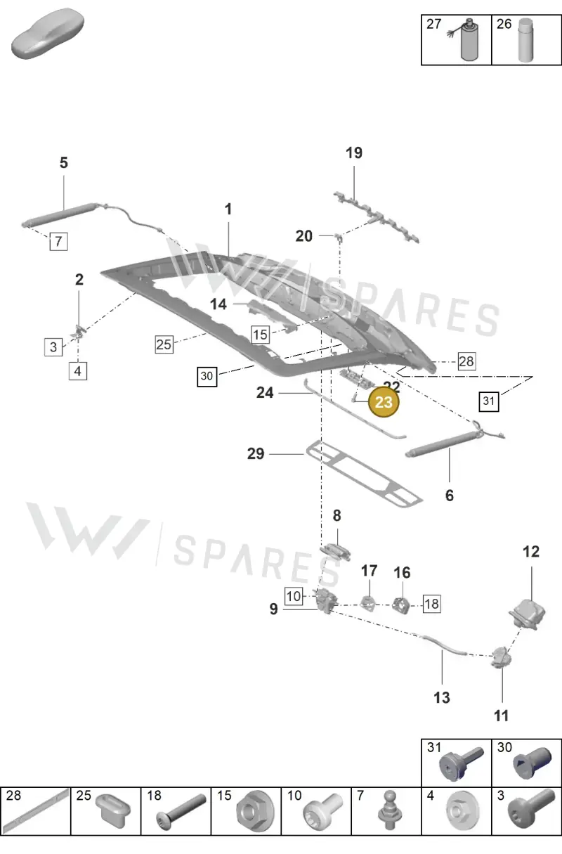 298804676 — Porsche Panamera 4 Hybrid (2020-2023) diagram p58803100, position 23