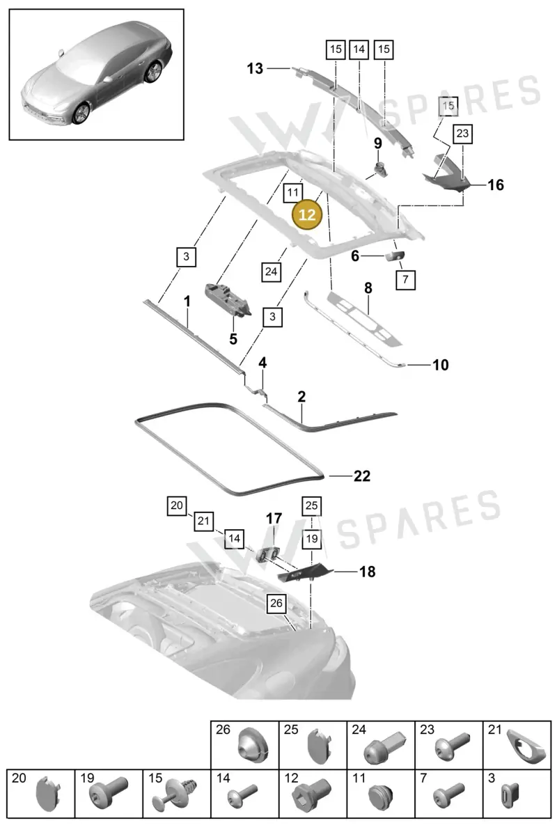 298805822 — Porsche Panamera (2016-2020) diagram p49803010, position 12