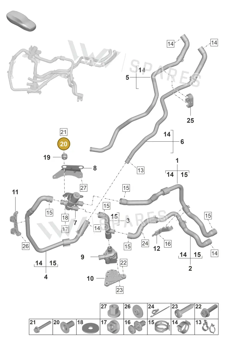 4D0614173B — Porsche Panamera 4 Hybrid (2020-2023) diagram p58813200, position 20