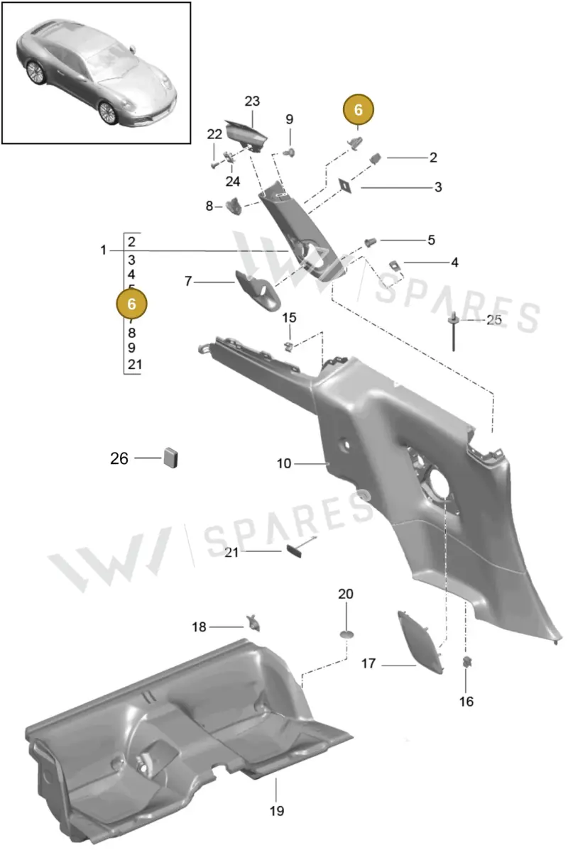 5N0880385 — Porsche 991 II Carrera 4 (2016-2019) diagram p47807020, position 6