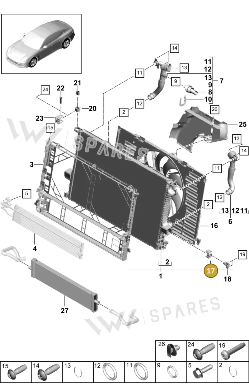 7P0121275 — Porsche Panamera 4 Hybrid (2016-2020) diagram p49105040, position 17