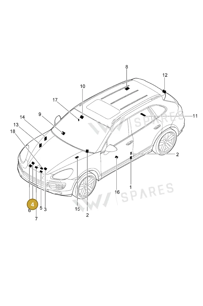 7PP010001A — Porsche Cayenne (2010-2018) diagram p37001005, position 4