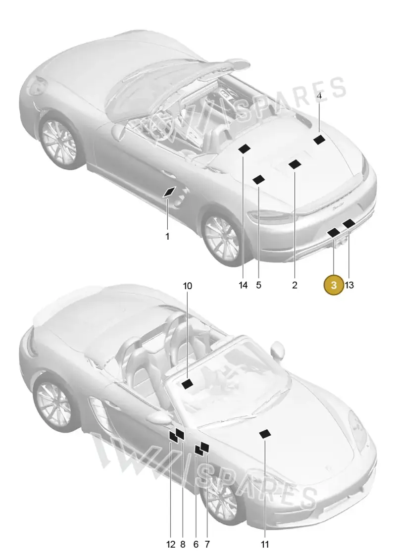 7PP010001 — Porsche Boxster (2016-2019) diagram p48001005, position 3