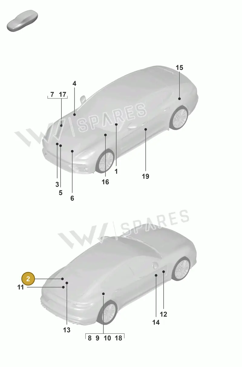 7PP010006 — Porsche Panamera 4 Hybrid (2020-2023) diagram p58001005, position 2