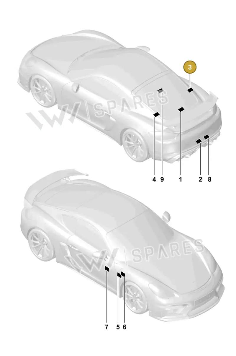7PP010786T — Porsche Cayman (2019-2022) diagram p55001050, position 3