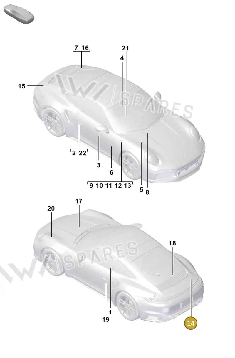 7PP010786T — Porsche 911 (2020-2022) diagram p57003000, position 14