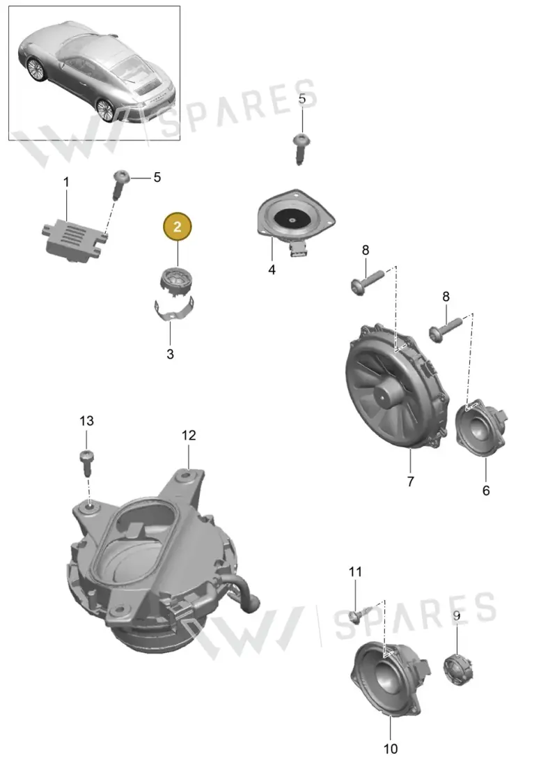 7PP035411D — Porsche 911 (2016-2019) diagram p47911005, position 2