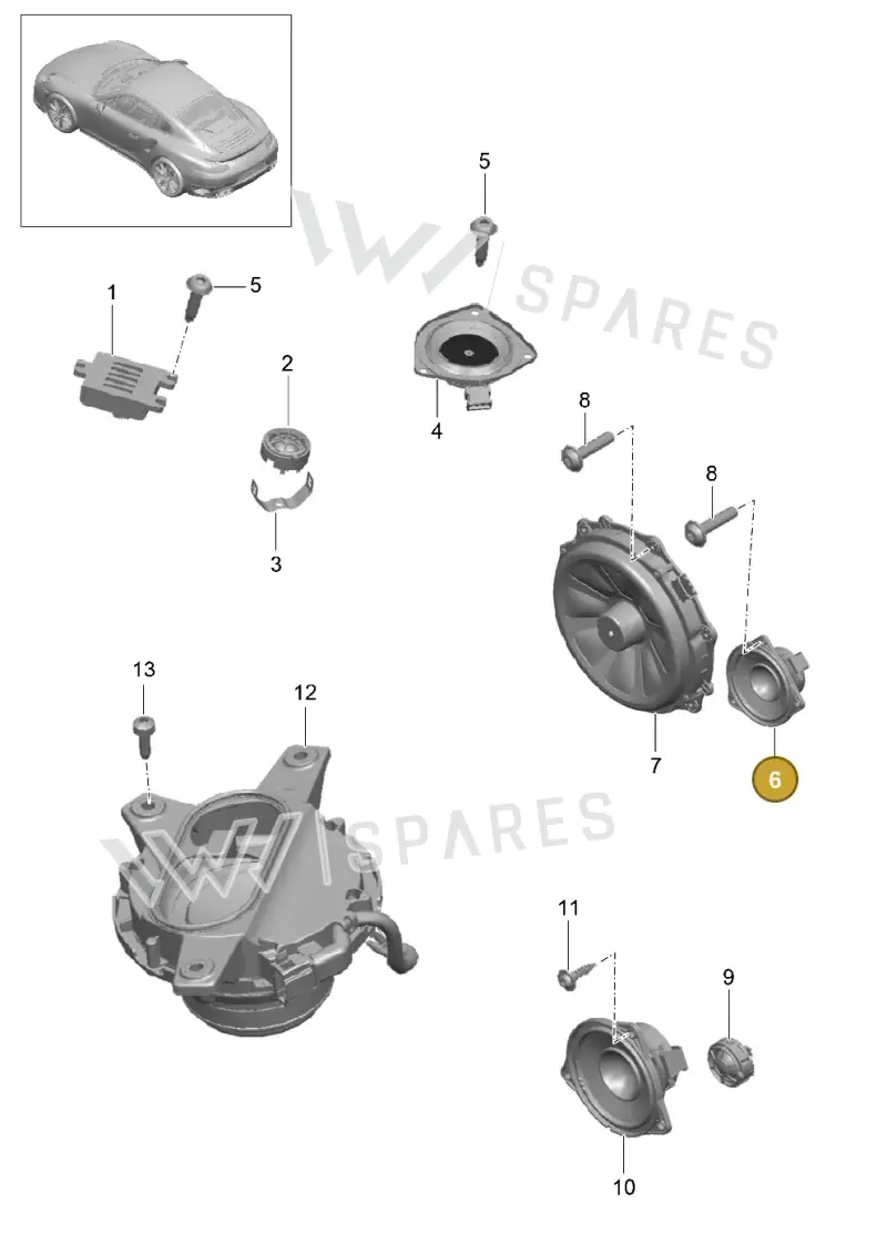 7PP035415F — Porsche GT2 RS Clubsport (2013-2020) diagram p42911005, position 6