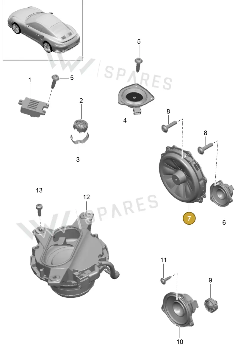 7PP035454L — Porsche GT2 RS Clubsport (2013-2020) diagram p42911006, position 7