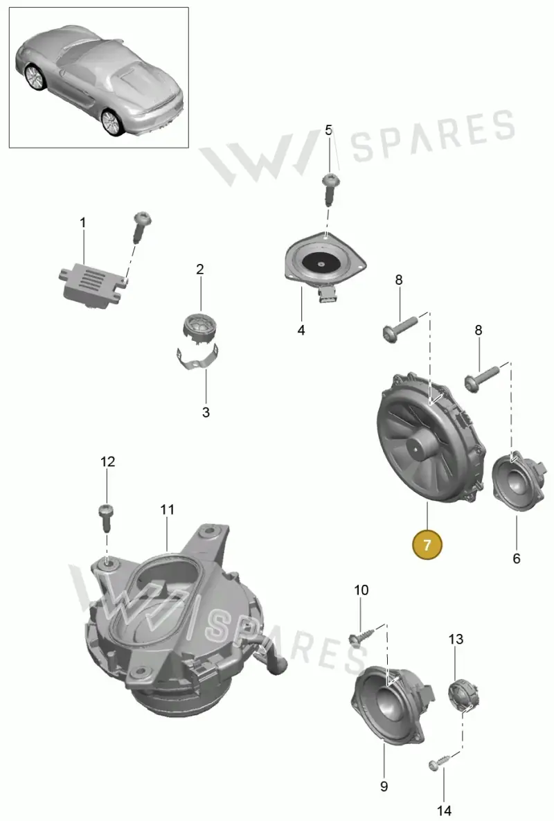 7PP035454L — Porsche Boxster Spyder (2015-2016) diagram p46911005, position 7