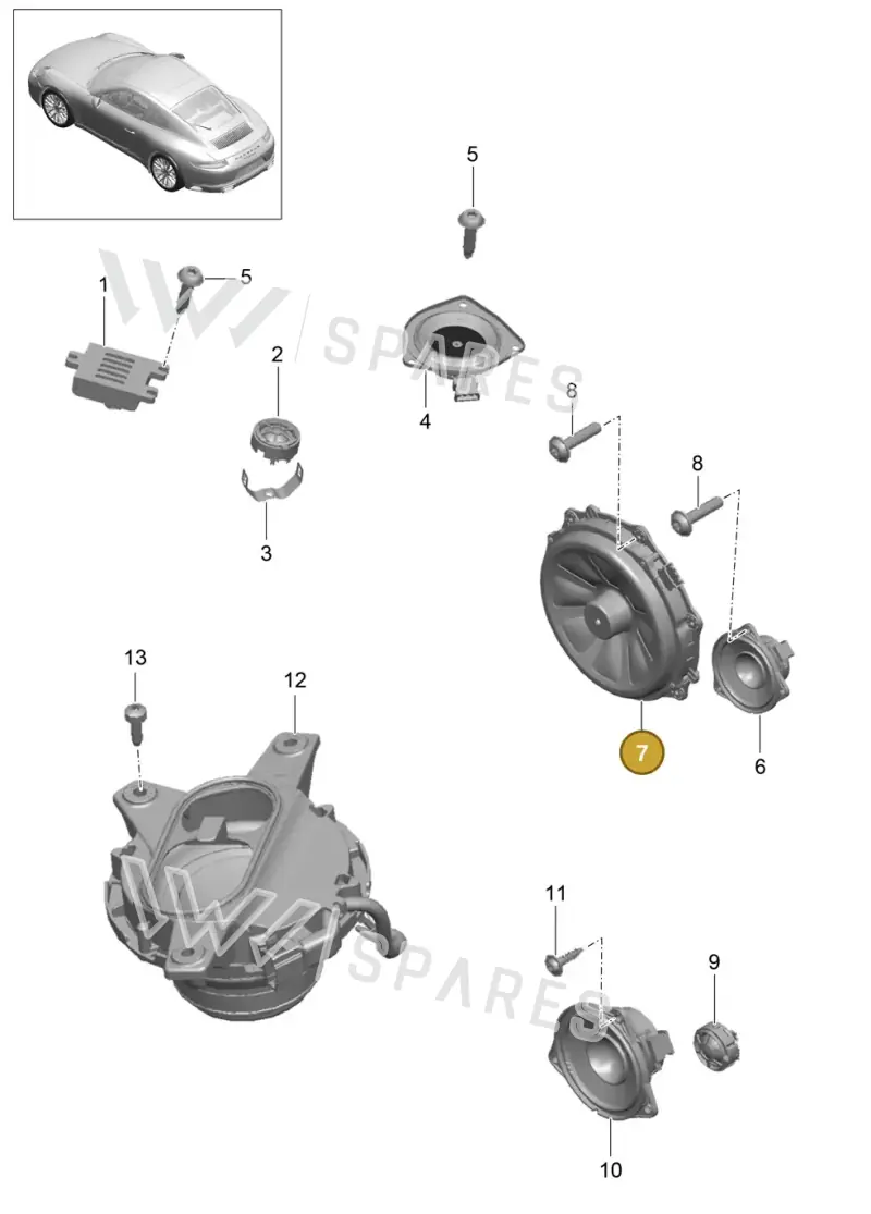 7PP035454L — Porsche 911 (2016-2019) diagram p47911005, position 7