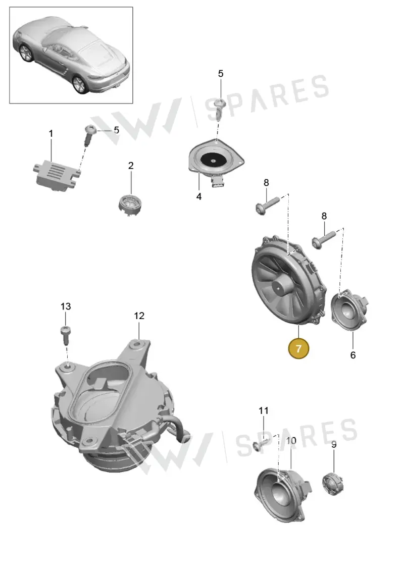7PP035454L — Porsche Cayman (2016-2019) diagram p50911005, position 7