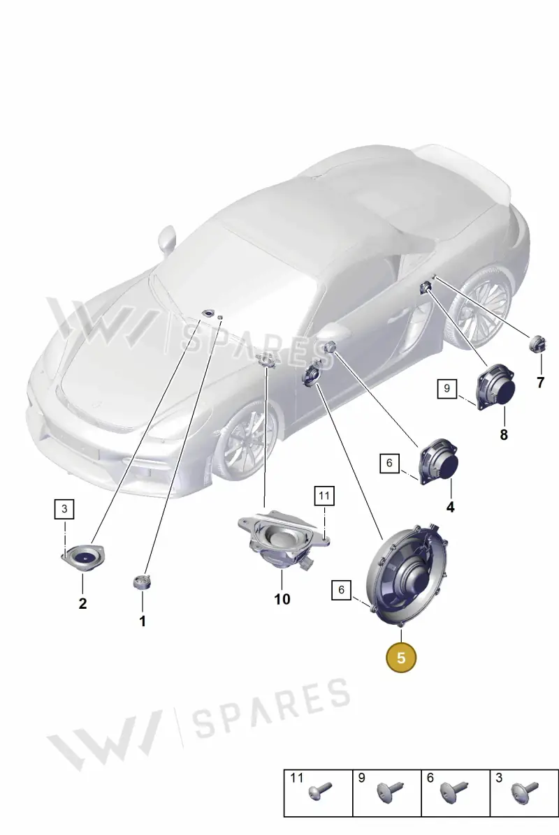 7PP035454L — Porsche Boxster Spyder (2019-2020) diagram p54911050, position 5