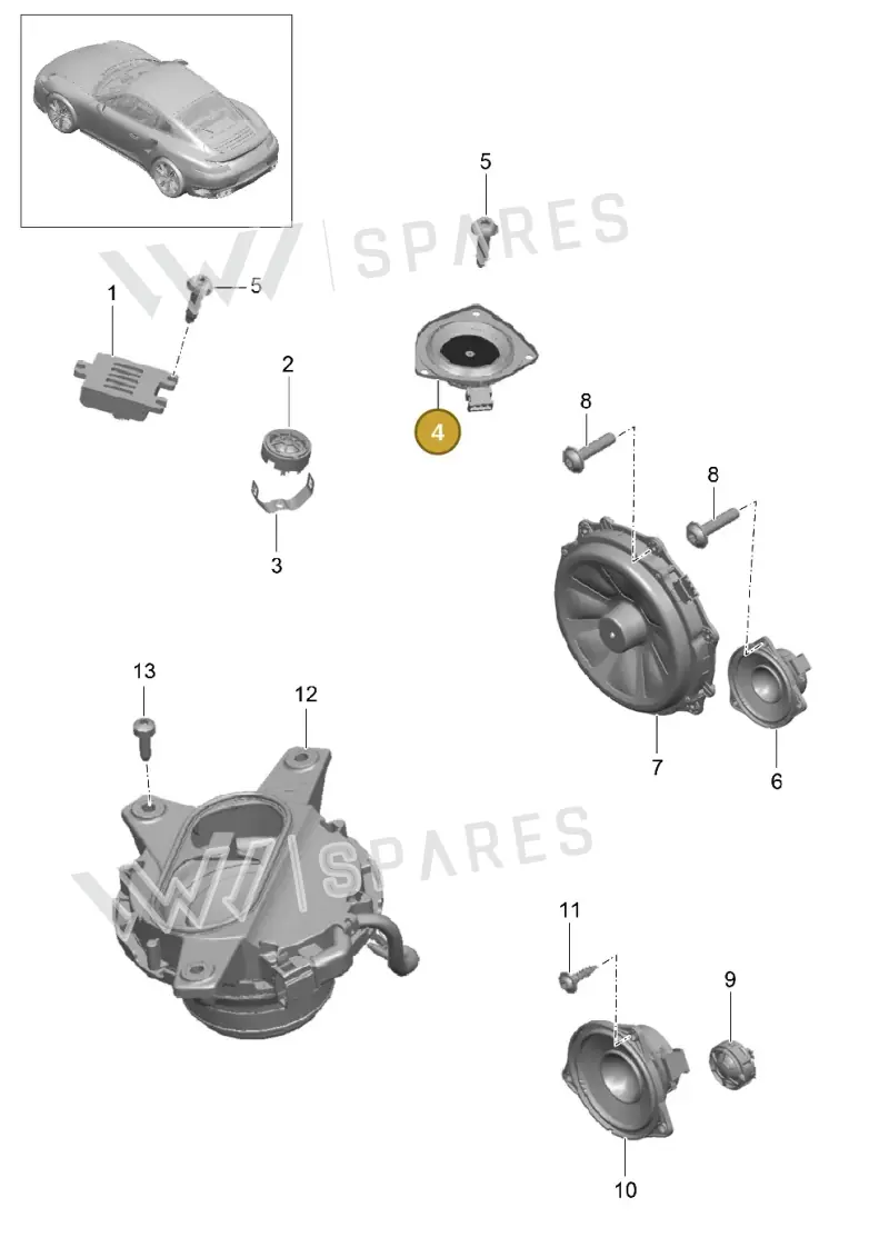 7PP035828D — Porsche GT2 RS Clubsport (2013-2020) diagram p42911005, position 4