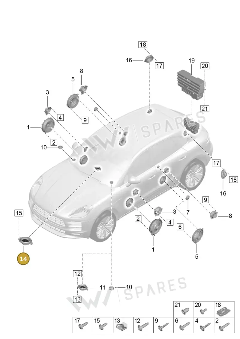 7PP035828D — Porsche Macan (2018-2022) diagram p52911050, position 14