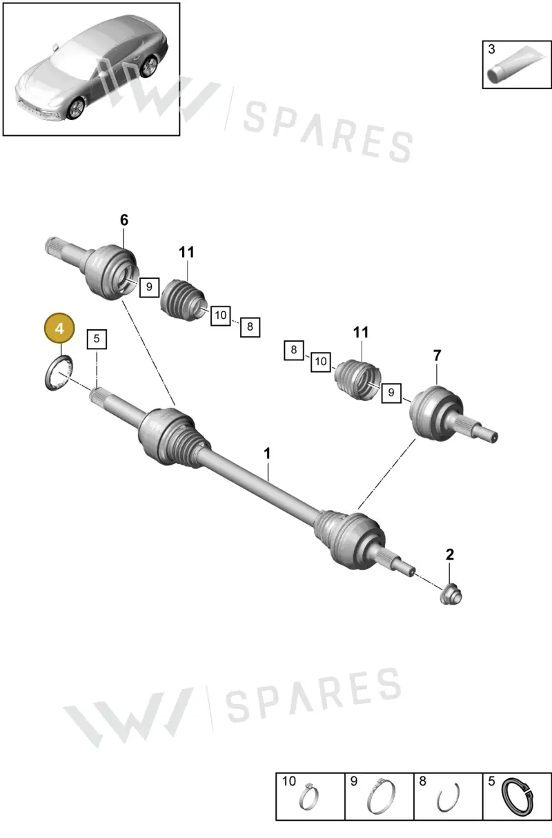 7PP501811 — Porsche Panamera 4 Hybrid (2016-2020) diagram p49501030, position 4