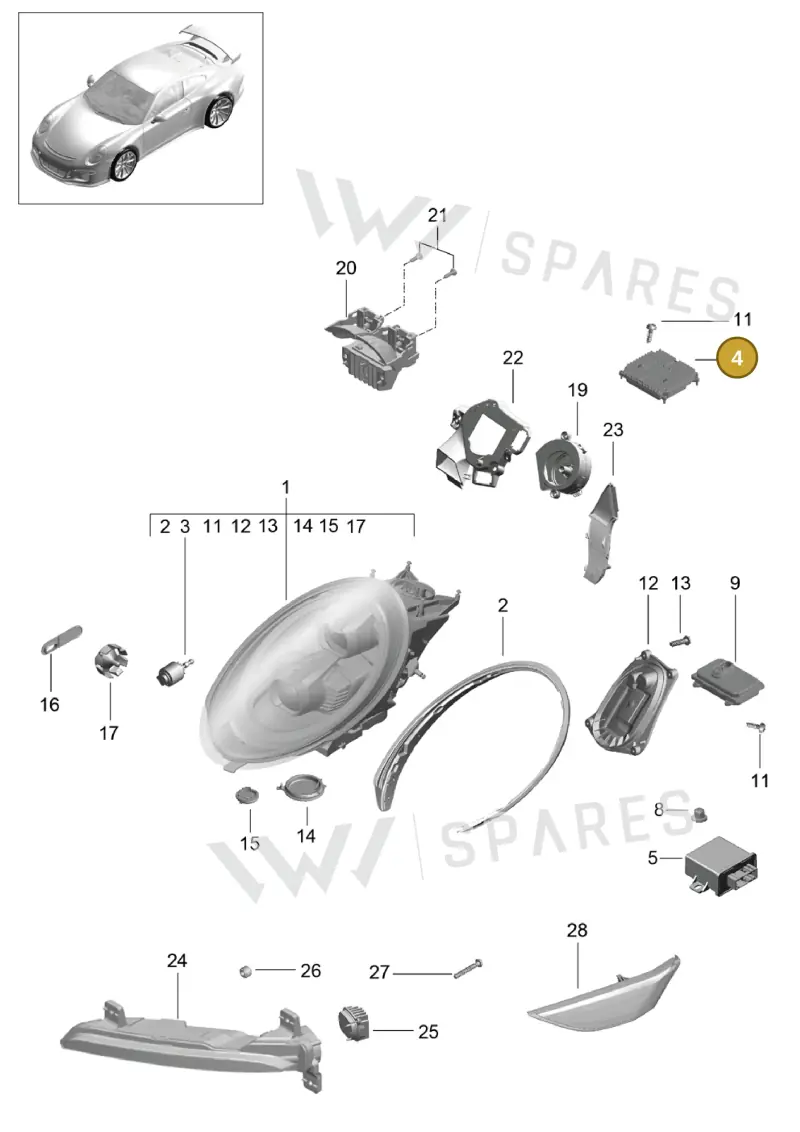 7PP941572BB — Porsche 911 (2013-2020) diagram p41905008, position 4