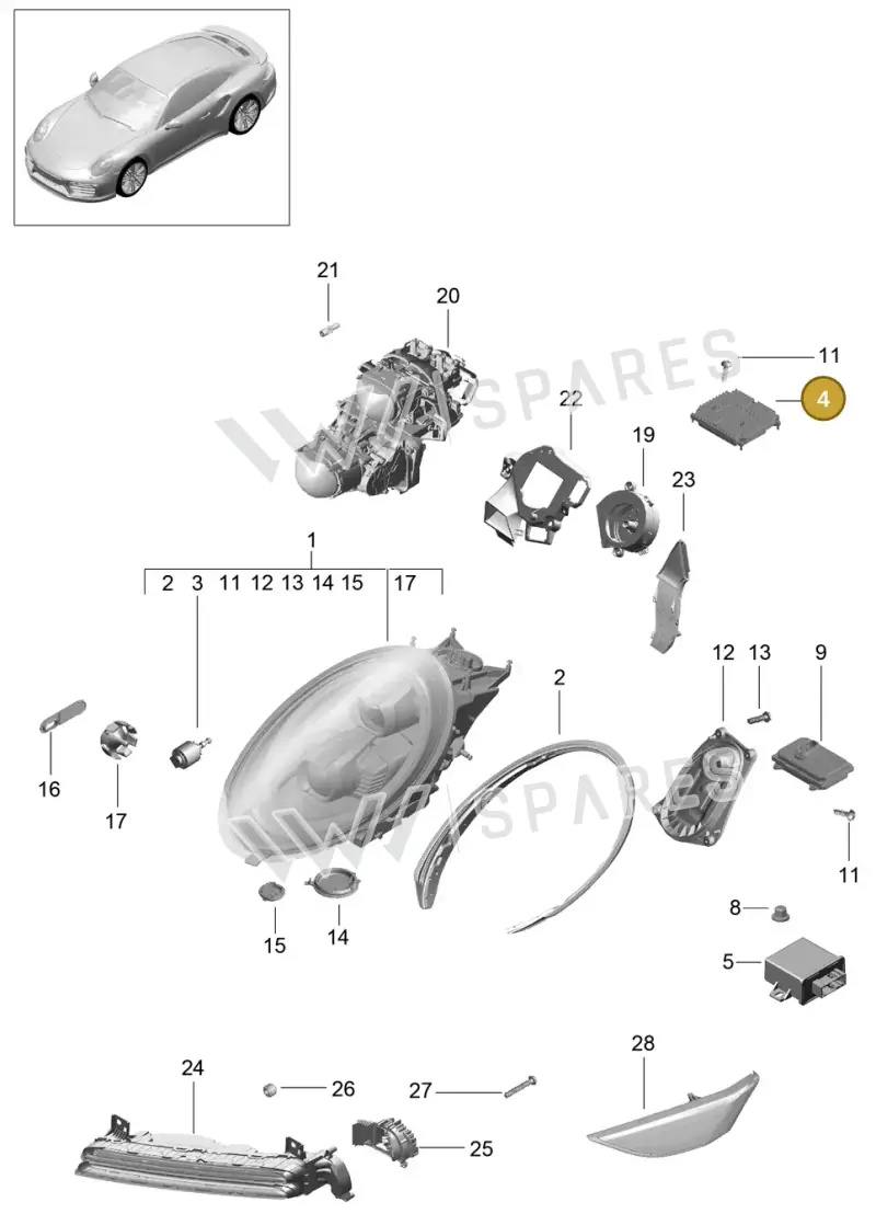 7PP941572BB — Porsche GT2 RS Clubsport (2013-2020) diagram p42905004, position 4