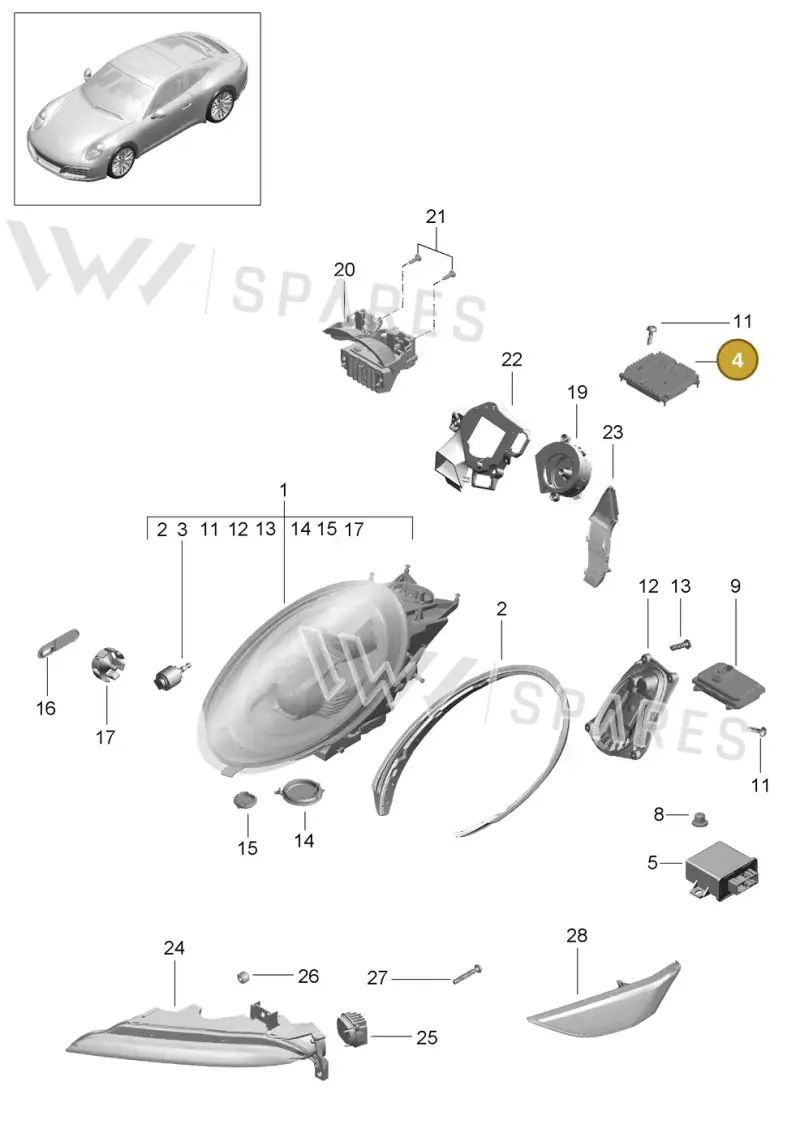 7PP941572BB — Porsche 911 (2016-2019) diagram p47905003, position 4