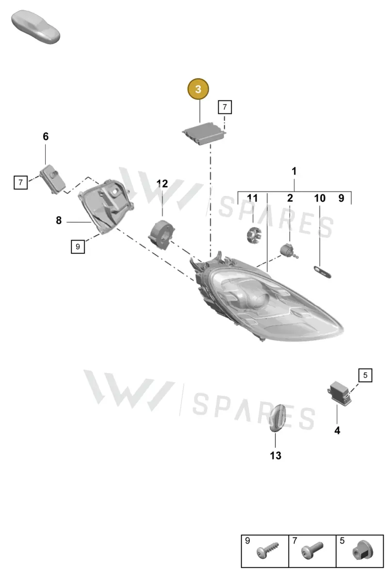 7PP941572BB — Porsche Boxster Spyder (2019-2020) diagram p55905030, position 3