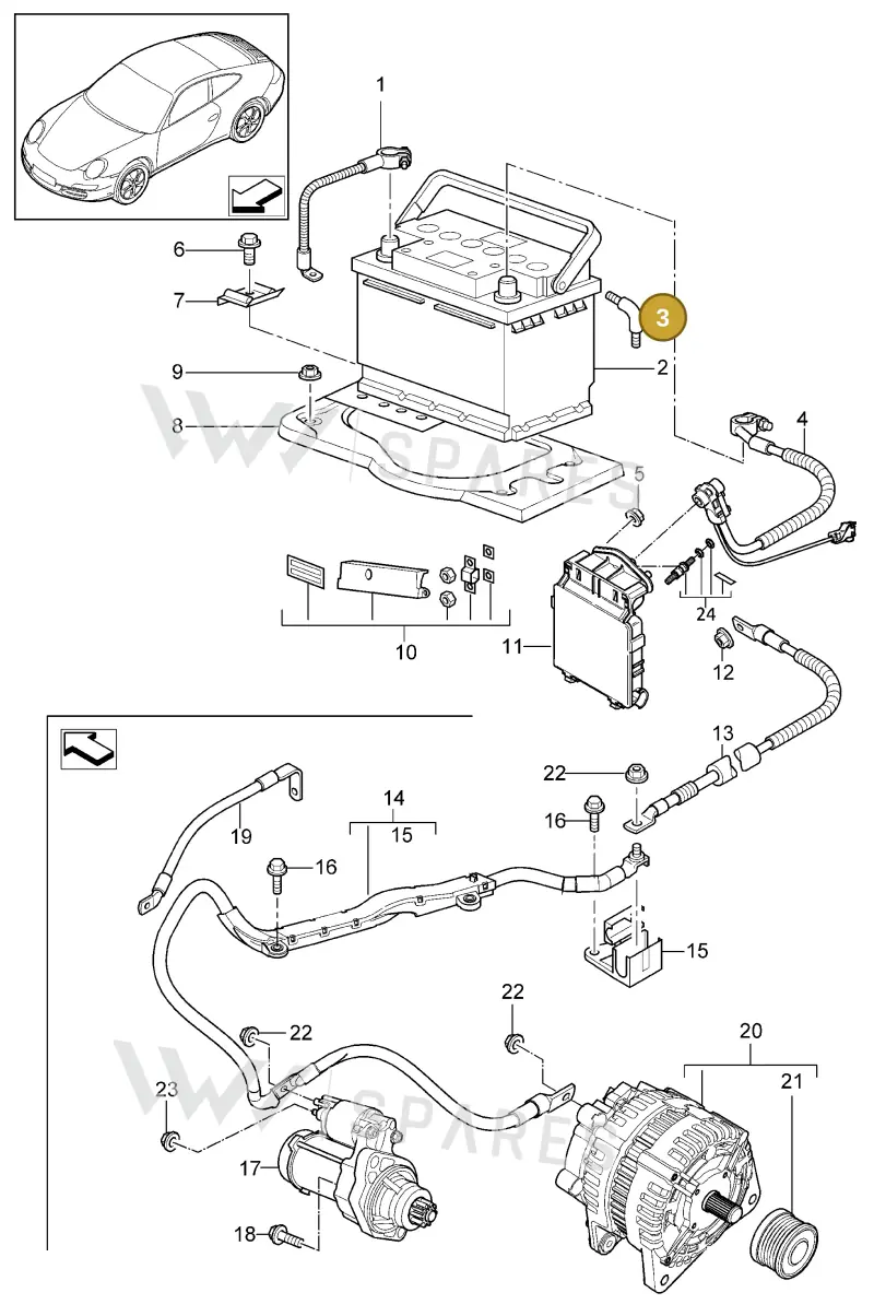 893915507 — Porsche 911 Carrera (2008-2012) diagram p32902005, position 3