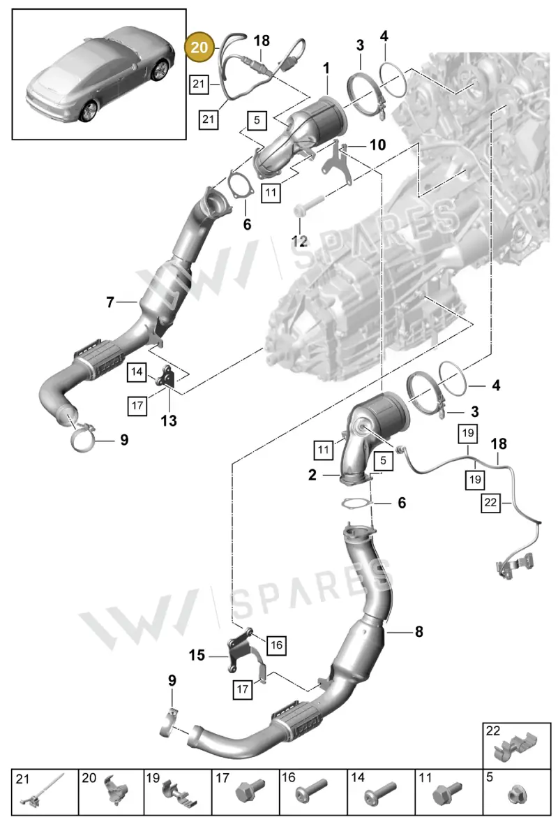 8E0201449R — Porsche Panamera 4 Hybrid (2016-2020) diagram p49202060, position 20