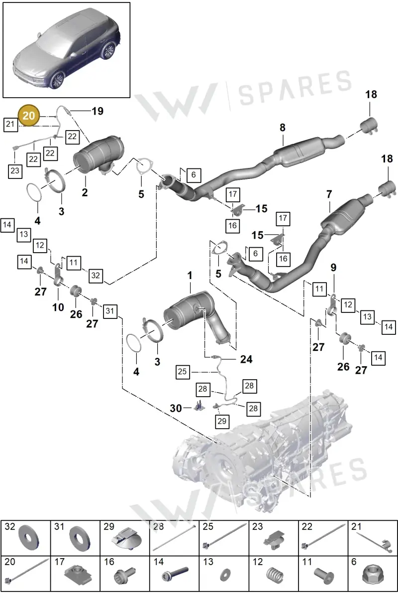 8E0971818B — Porsche Cayenne Diesel V6 (2017-2023) diagram p51202065, position 20