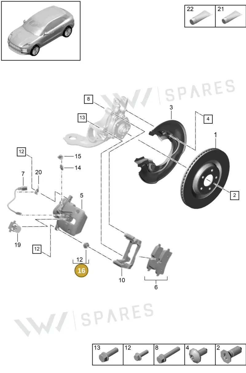 8K0698470A — Porsche Macan R4 TFSI (2018-) diagram p52000160, position 16