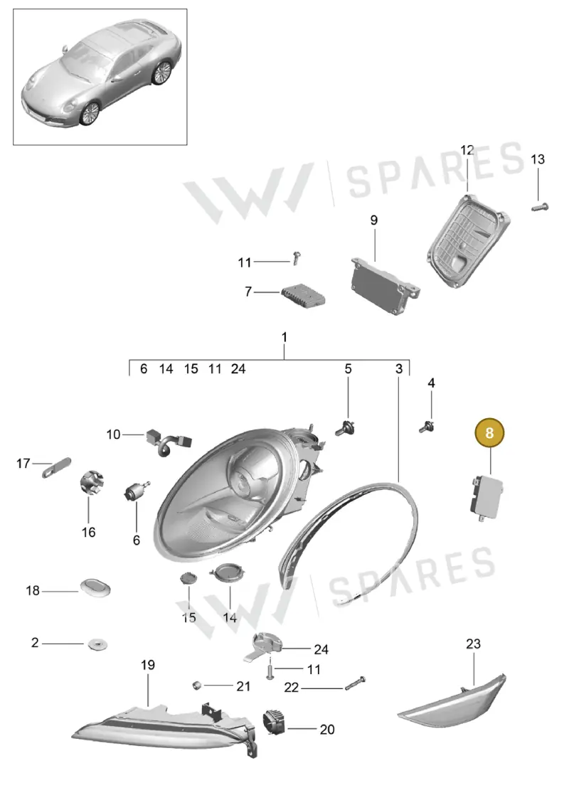 8K0941597E — Porsche 991 II Carrera 4 (2016-2019) diagram p47905000, position 8
